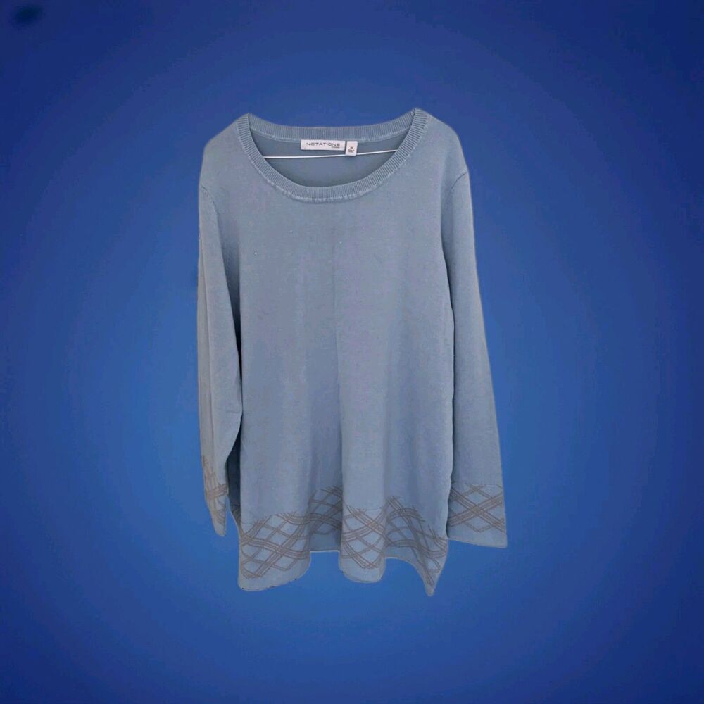 Notations Women’s 2XL Blue Scoop Neck Cut Sweater With Scarf